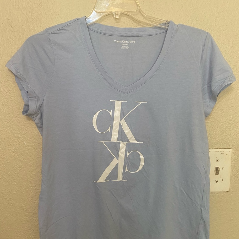 Calvin Klein Jeans Light Blue V-Neck Tee